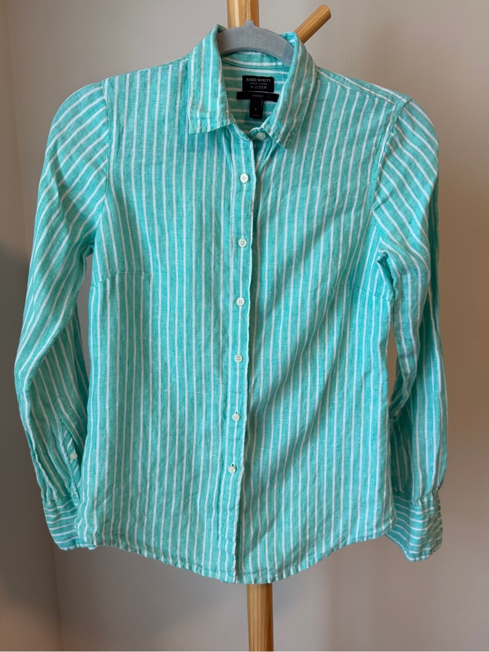 J Crew Baird McNutt Irish Linen Long Sleeve Button Up Shirt Size 0 Striped Top